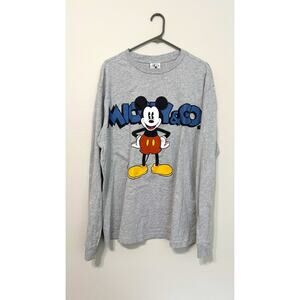NWT Disney Mickey & Co. Double-Sided Graphic Long-Sleeve Gray Shirt - Large